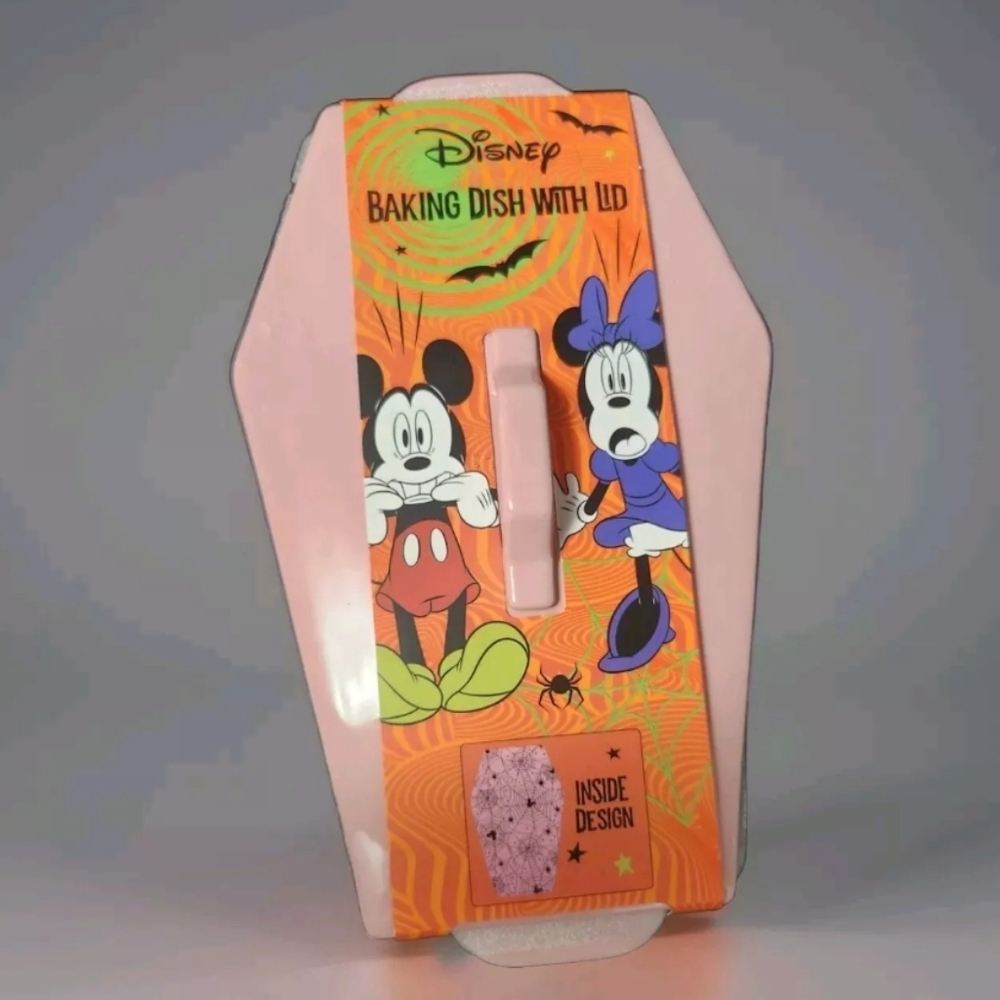 Disney Mickey And Minnie Halloween PINK Baking Coffin Dish With Lid